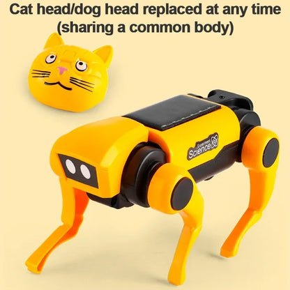 Solar-Powered Mechanical Pet DIY Kit (Dog & Cat Head Included)