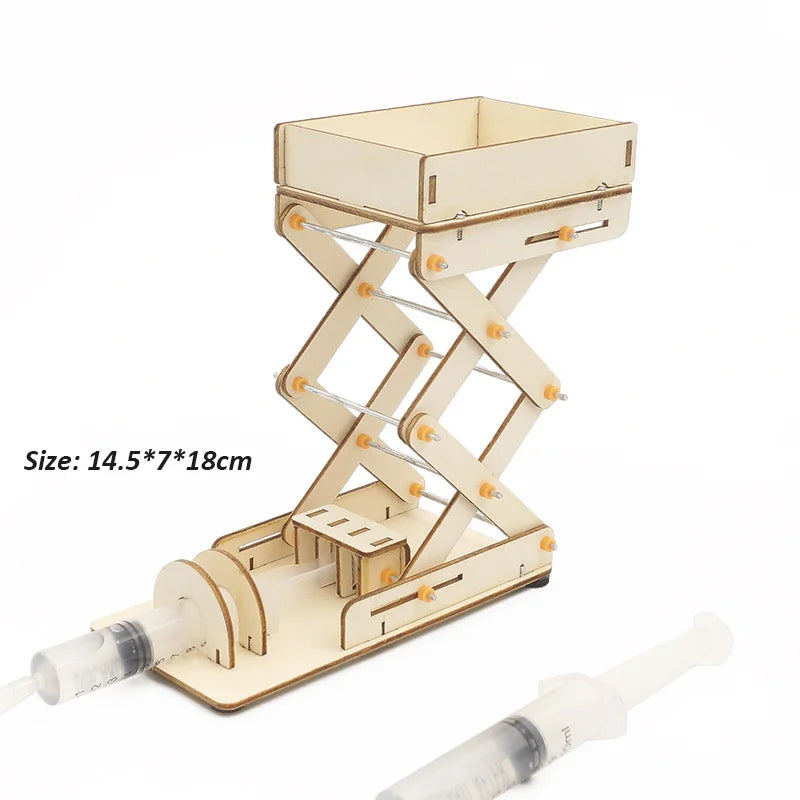 DIY Hydraulic Excavator, Elevator & Bulldozer STEM Kit – Educational Wooden Science Toy for Kids
