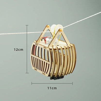 Wooden Electric Cable Car Model – STEM Physics Kit for Kids