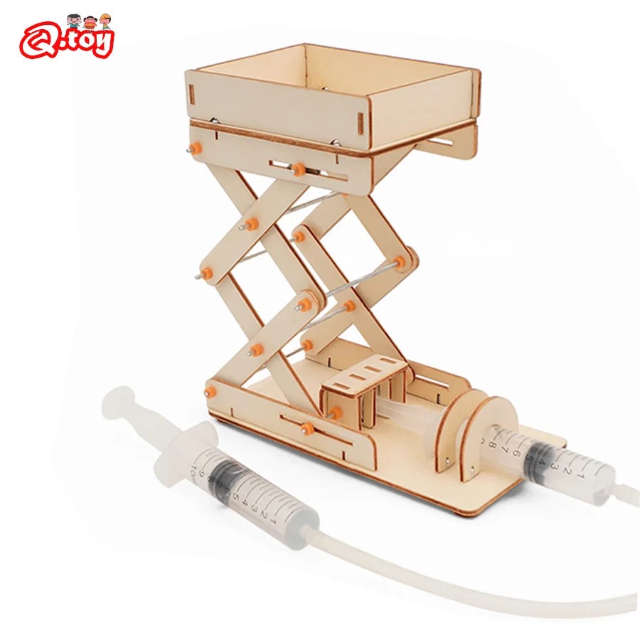 DIY Hydraulic Excavator, Elevator & Bulldozer STEM Kit – Educational Wooden Science Toy for Kids