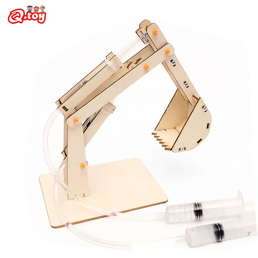 DIY Hydraulic Excavator, Elevator & Bulldozer STEM Kit – Educational Wooden Science Toy for Kids