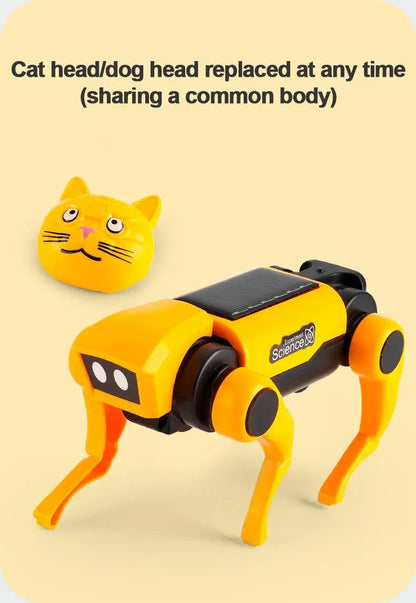 Solar-Powered Mechanical Pet DIY Kit (Dog & Cat Head Included)