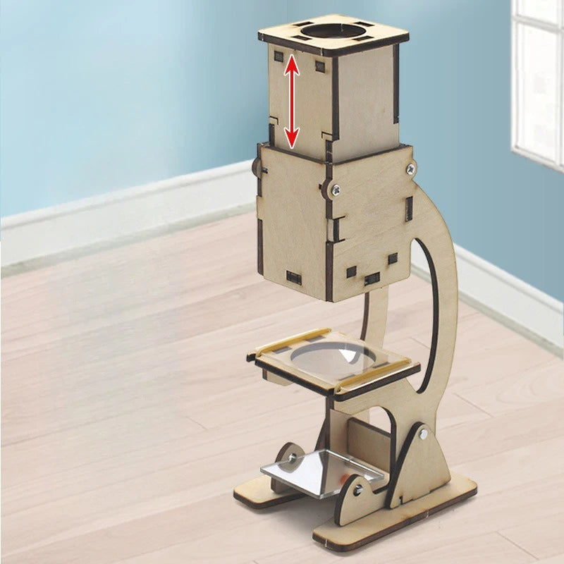 DIY Wooden Microscope Kit – STEM Science Experiment Toy for Kids