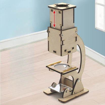 DIY Wooden Microscope Kit – STEM Science Experiment Toy for Kids