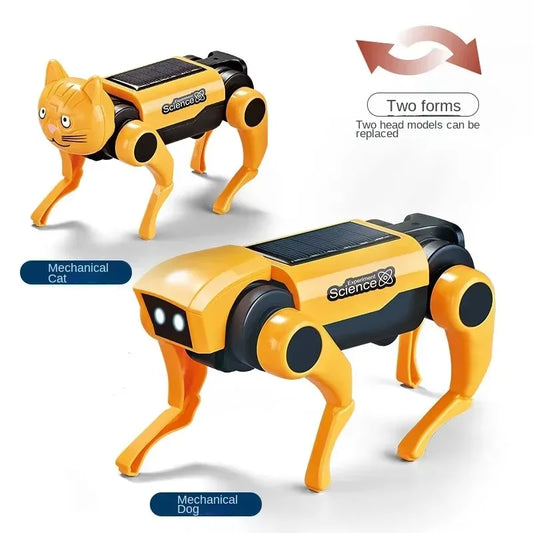 Solar-Powered Mechanical Pet DIY Kit (Dog & Cat Head Included)