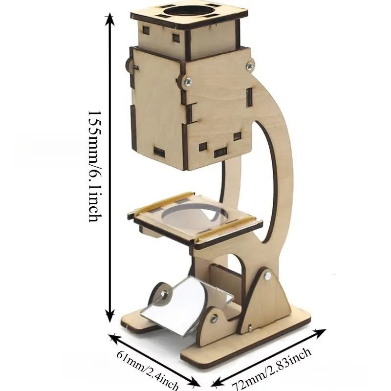 DIY Wooden Microscope Kit – STEM Science Experiment Toy for Kids