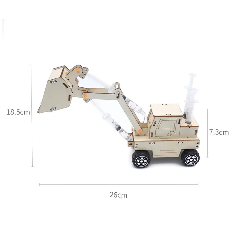DIY Hydraulic Excavator, Elevator & Bulldozer STEM Kit – Educational Wooden Science Toy for Kids
