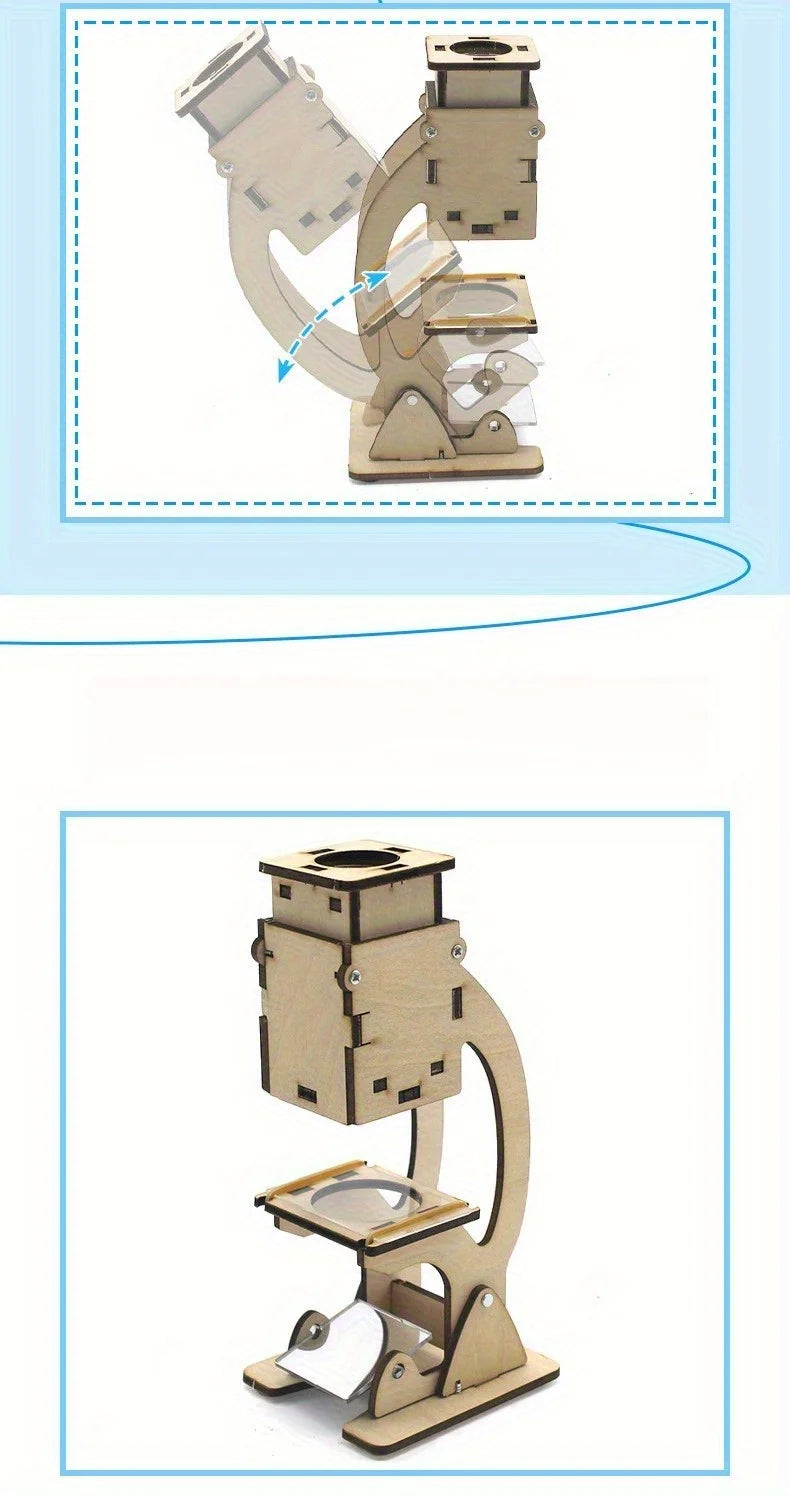 DIY Wooden Microscope Kit – STEM Science Experiment Toy for Kids