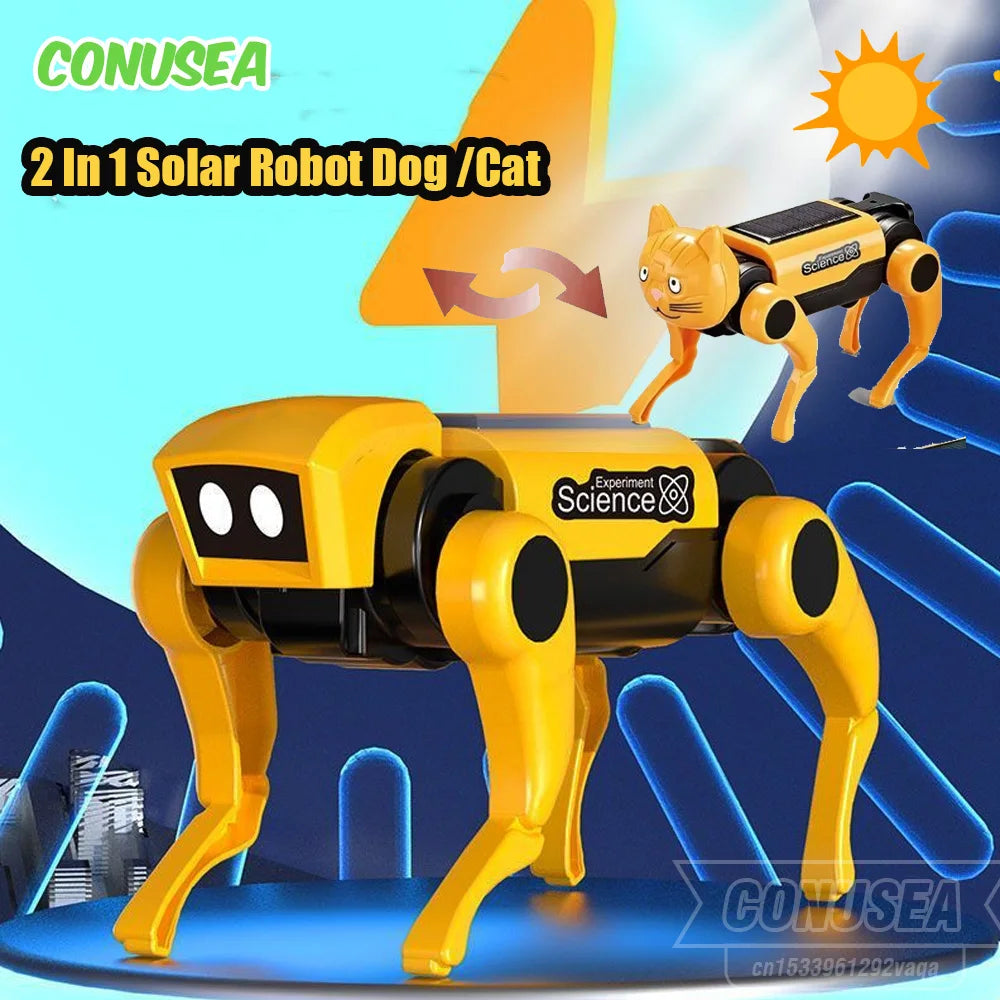 Solar-Powered Mechanical Pet DIY Kit (Dog & Cat Head Included)